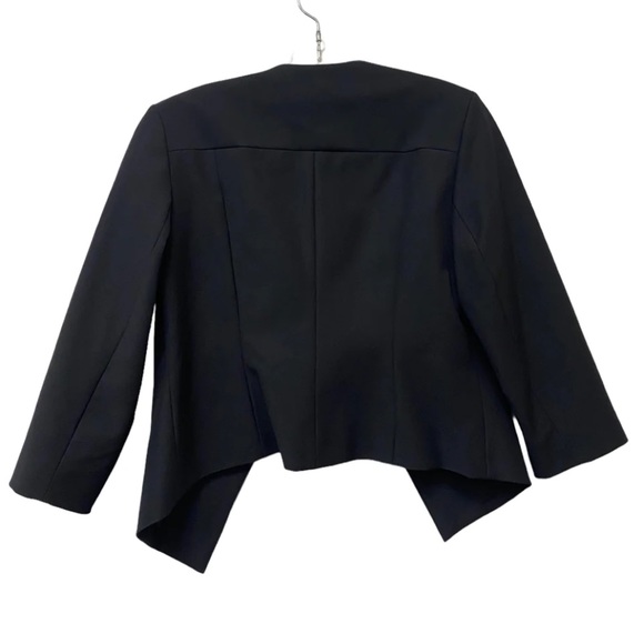 EXPRESS Black Stretch Fully Lined Open Front Asymmetrical Hem Blazer Jacket - Picture 3 of 7